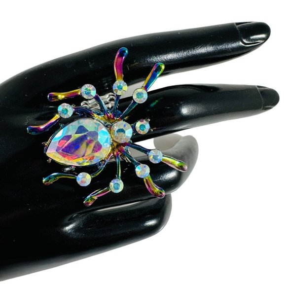 Beautiful Aurora Borealis giant spider ring adjustable NEW - Picture 1 of 4